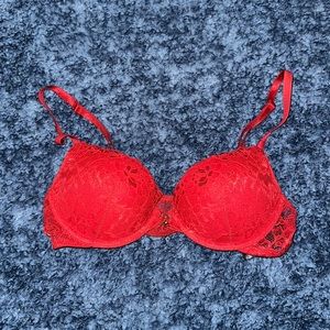 Red Lace Push Up Bra
